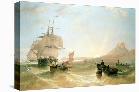 Squadron of Frigates and Fishing Vessels in a Choppy Sea Off Holy Island-John Wilson Carmichael-Premier Image Canvas