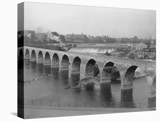 St. Anthony's Falls and Stone Arch Bridge-null-Premier Image Canvas
