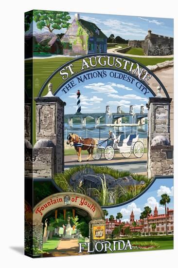 St. Augustine, Florida - Montage Scenes-Lantern Press-Stretched Canvas