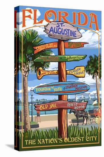 St. Augustine, Florida - Sign Destinations-Lantern Press-Stretched Canvas