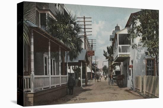 St. Augustine, Florida - View of St. George St. No.1-Lantern Press-Stretched Canvas