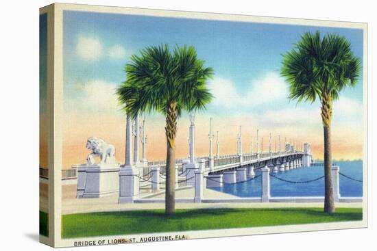 St. Augustine, Florida, View of the Bridge of Lions-Lantern Press-Stretched Canvas