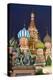 St. Basil's Cathedral and the statue of Kuzma Minin and Dmitry Posharsky lit up at night, UNESCO Wo-Miles Ertman-Premier Image Canvas