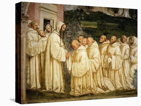 St Benedict of Nursia (480-550) Prays with his Monks, Fresco-Giovanni Antonio Bazzi Sodoma-Premier Image Canvas