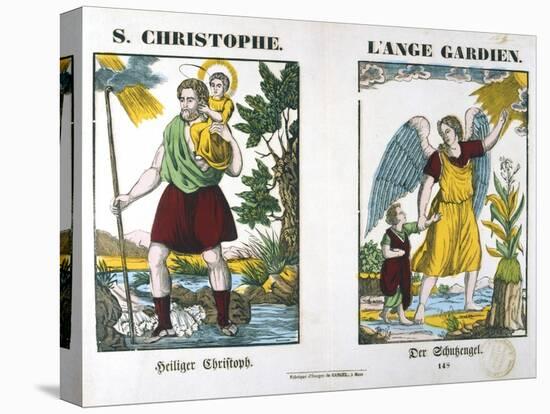 St Christopher and a Guardian Angel, 19th Century-null-Premier Image Canvas