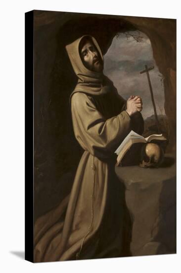 St. Francis in Prayer in a Grotto, 1650-55-Francisco de Zurbaran-Premier Image Canvas