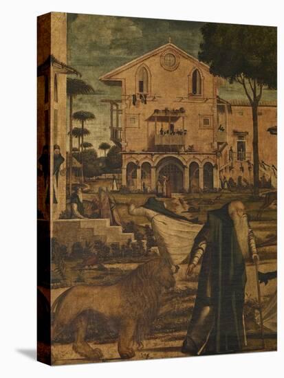 St Hieronymus Leads the Lion to the Monastery-Vittore Carpaccio-Premier Image Canvas