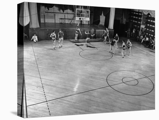 St. John's Basketball Team Members Practicing While their Coach Looks On-Ralph Morse-Premier Image Canvas