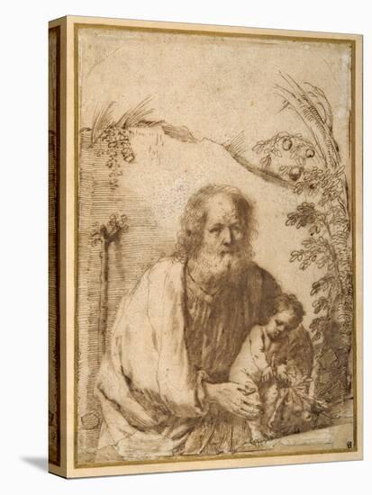 St. Joseph and the Infant Christ Grasping a Twig of an Apple Tree-Guercino (Giovanni Francesco Barbieri)-Premier Image Canvas