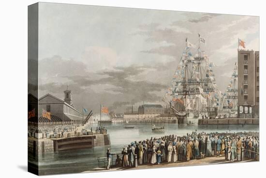St. Katherine's Dock: Opening on 25th October 1828, Engraved by E. Duncan (Coloured Aquatint)-William John Huggins-Premier Image Canvas