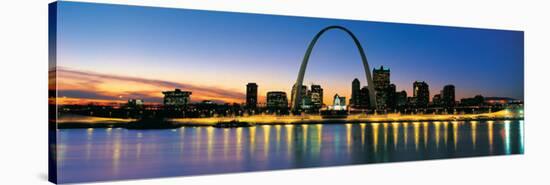 St. Louis Arch and Skyline at Night-null-Stretched Canvas