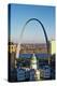 St. Louis arch with Old Courthouse and Mississippi River, MO-null-Premier Image Canvas