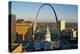 St. Louis arch with Old Courthouse and Mississippi River, MO-null-Premier Image Canvas