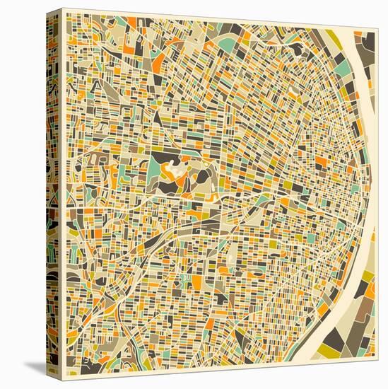 St. Louis Map-Jazzberry Blue-Stretched Canvas