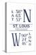 St. Louis, Missouri - Latitude and Longitude (Blue)-Lantern Press-Stretched Canvas