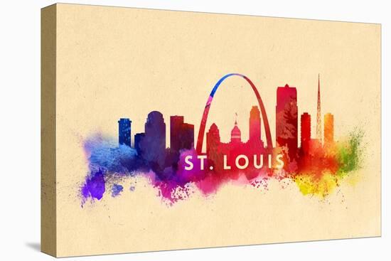 St. Louis, Missouri - Skyline Abstract-Lantern Press-Stretched Canvas