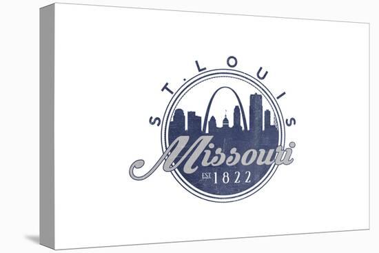 St. Louis, Missouri - Skyline Seal (Blue)-Lantern Press-Stretched Canvas
