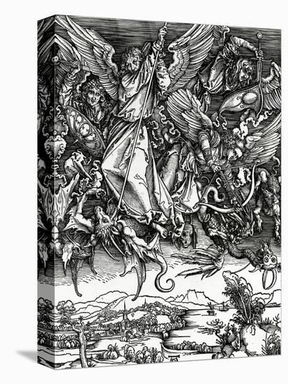 St. Michael Fighting the Dragon, 1498 (Woodcut)-Albrecht Dürer-Premier Image Canvas