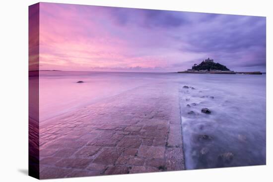 St Michael's Mount and old causeway at sunrise, Cornwall, UK-Ross Hoddinott-Premier Image Canvas