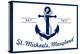 St. Michaels, Maryland - Blue and White Anchor-Lantern Press-Stretched Canvas