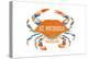 St. Michaels, Maryland - Blue Crab - Blue and Orange Watercolor (#2)-Lantern Press-Stretched Canvas