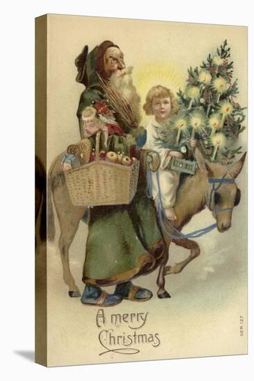 St Nicholas and Jesus Christ, with Christmas Tree and Presents-null-Premier Image Canvas