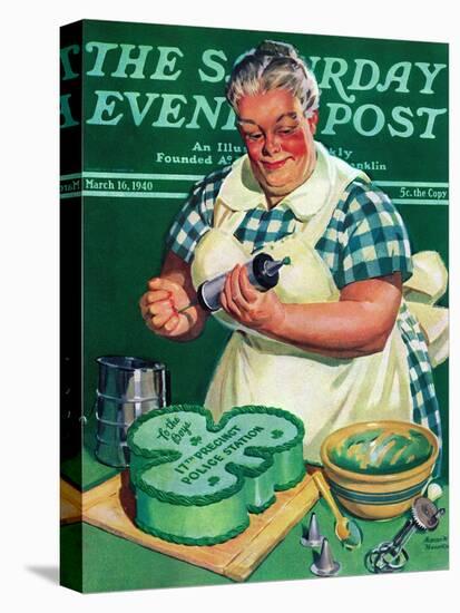 "St. Paddy Cake for Policemen," Saturday Evening Post Cover, March 16, 1940-Albert W. Hampson-Premier Image Canvas