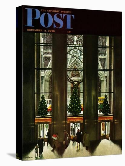 "St. Patrick's Cathedral at Christmas," Saturday Evening Post Cover, December 3, 1949-John Falter-Premier Image Canvas