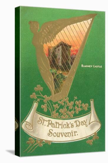 St. Patricks Day, Harp and Blarney Castle-null-Stretched Canvas