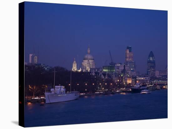 St. Paul's Cathedral and the City of London Skyline at Night, London, England, United Kingdom-Amanda Hall-Premier Image Canvas