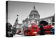 St Paul's Cathedral in London, the Uk. Red Buses in Motion and Man Walking with Umbrella.-Michal Bednarek-Premier Image Canvas