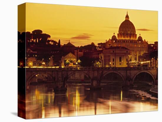 St Peter's Basilica and Ponte Saint Angelo, Rome, Italy-Doug Pearson-Premier Image Canvas