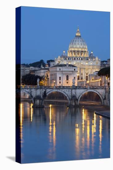 St. Peter's Basilica, the River Tiber and Ponte Sant'Angelo at Night, Rome, Lazio, Italy-Stuart Black-Premier Image Canvas