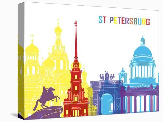 St Petersburg Skyline Pop-paulrommer-Stretched Canvas