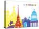 St Petersburg Skyline Pop-paulrommer-Stretched Canvas