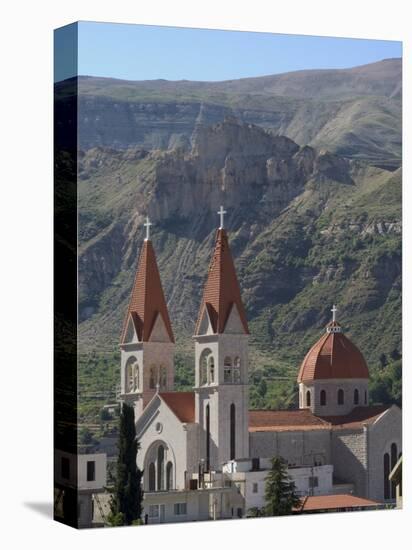 St. Saba Church, Red Tile Roofed Town, Bcharre, Qadisha Valley, North Lebanon, Middle East-Christian Kober-Premier Image Canvas