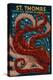 St. Thomas, U.S. Virgin Islands - Octopus Mosaic-Lantern Press-Stretched Canvas