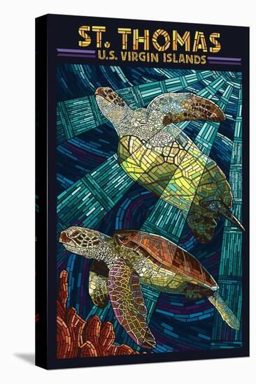 St. Thomas, U.S. Virgin Islands - Sea Turtle Mosaic-Lantern Press-Stretched Canvas