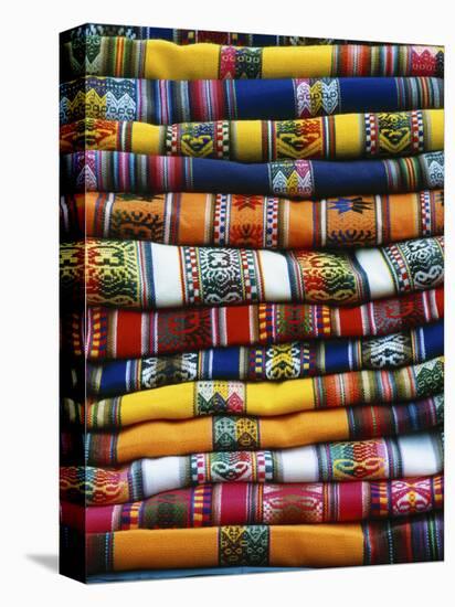 Stack of Colorful Blankets for Sale in Market, Peru-Jim Zuckerman-Premier Image Canvas