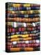 Stack of Colorful Blankets for Sale in Market, Peru-Jim Zuckerman-Premier Image Canvas