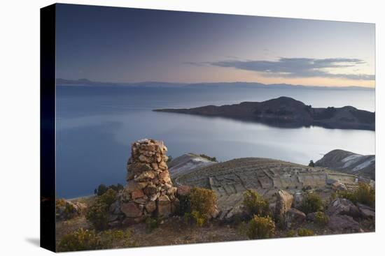 Stack of Prayer Stones on Isla del Sol (Island of the Sun), Lake Titicaca, Bolivia, South America-Ian Trower-Premier Image Canvas