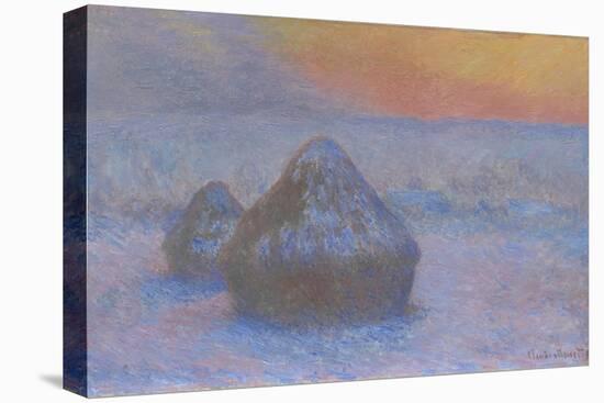Stacks of Wheat (Sunset, Snow Effect), 1890-91-Claude Monet-Premier Image Canvas