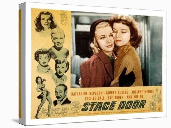 Stage Door, Ginger Rogers, Katharine Hepburn, 1937-null-Stretched Canvas