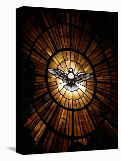 Stained Glass Window in St. Peter's Basilica of Holy Spirit Dove Symbol, Vatican, Rome, Italy-Godong-Premier Image Canvas