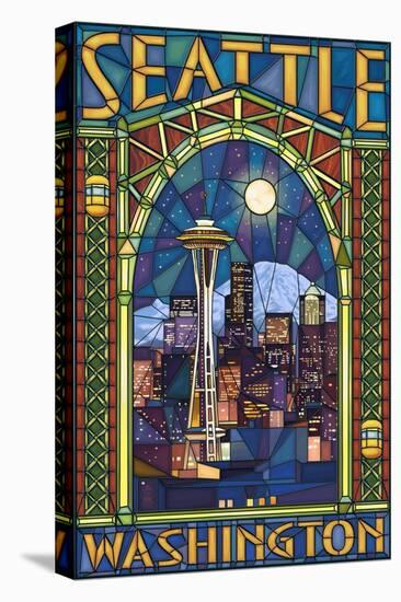 Stained Glass Window - Seattle, WA-Lantern Press-Stretched Canvas