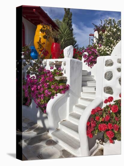 Stairs and Flowers, Chora, Mykonos, Greece-Adam Jones-Premier Image Canvas