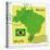 Stamp With Map And Flag Of Brazil-Perysty-Stretched Canvas