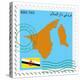 Stamp with Map and Flag of Brunei-Perysty-Stretched Canvas