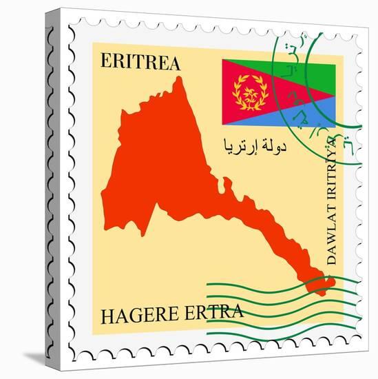 Stamp with Map and Flag of Eritrea-Perysty-Stretched Canvas