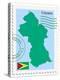Stamp with Map and Flag of Guyana-Perysty-Stretched Canvas